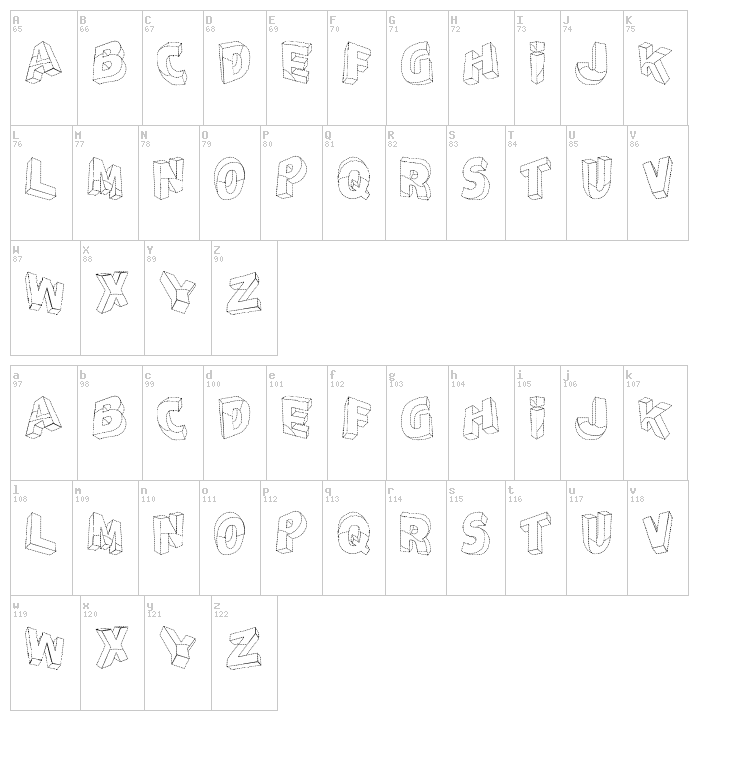Perspectivo TFB font map